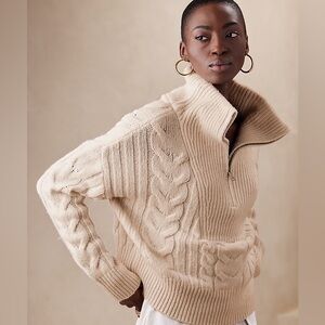 Banana Republic Cream Cable Knit Sweater